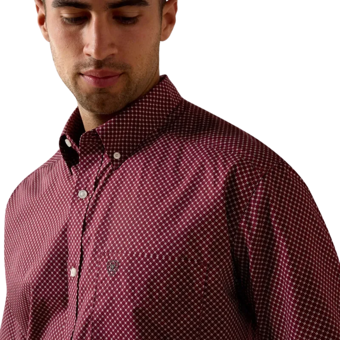 Ariat Men's Pippin Classic Fit Print Maroon Shirt