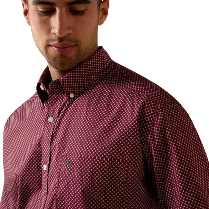 Ariat Men's Pippin Classic Fit Print Maroon Shirt