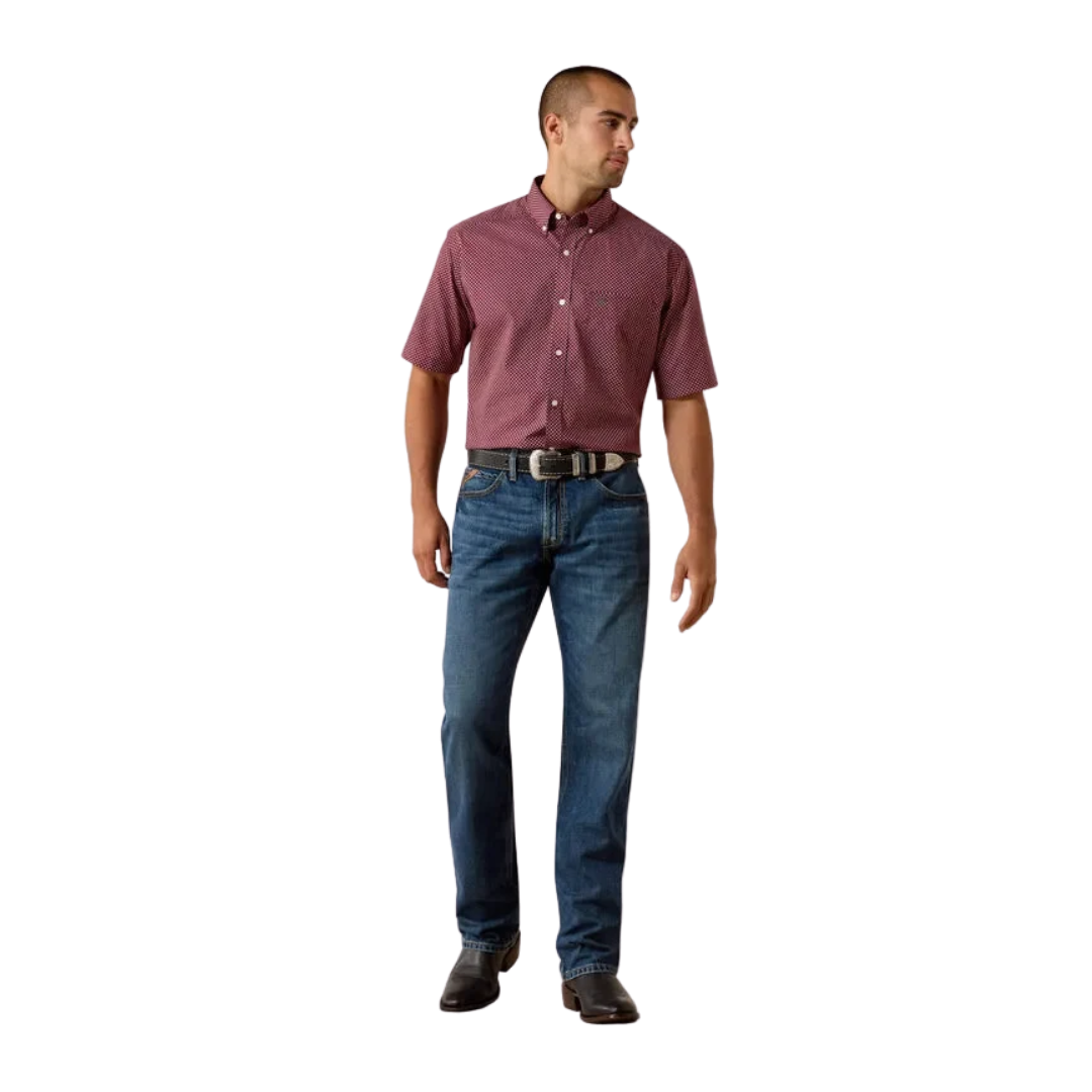 Ariat Men's Pippin Classic Fit Print Maroon Shirt
