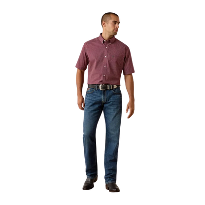 Ariat Men's Pippin Classic Fit Print Maroon Shirt