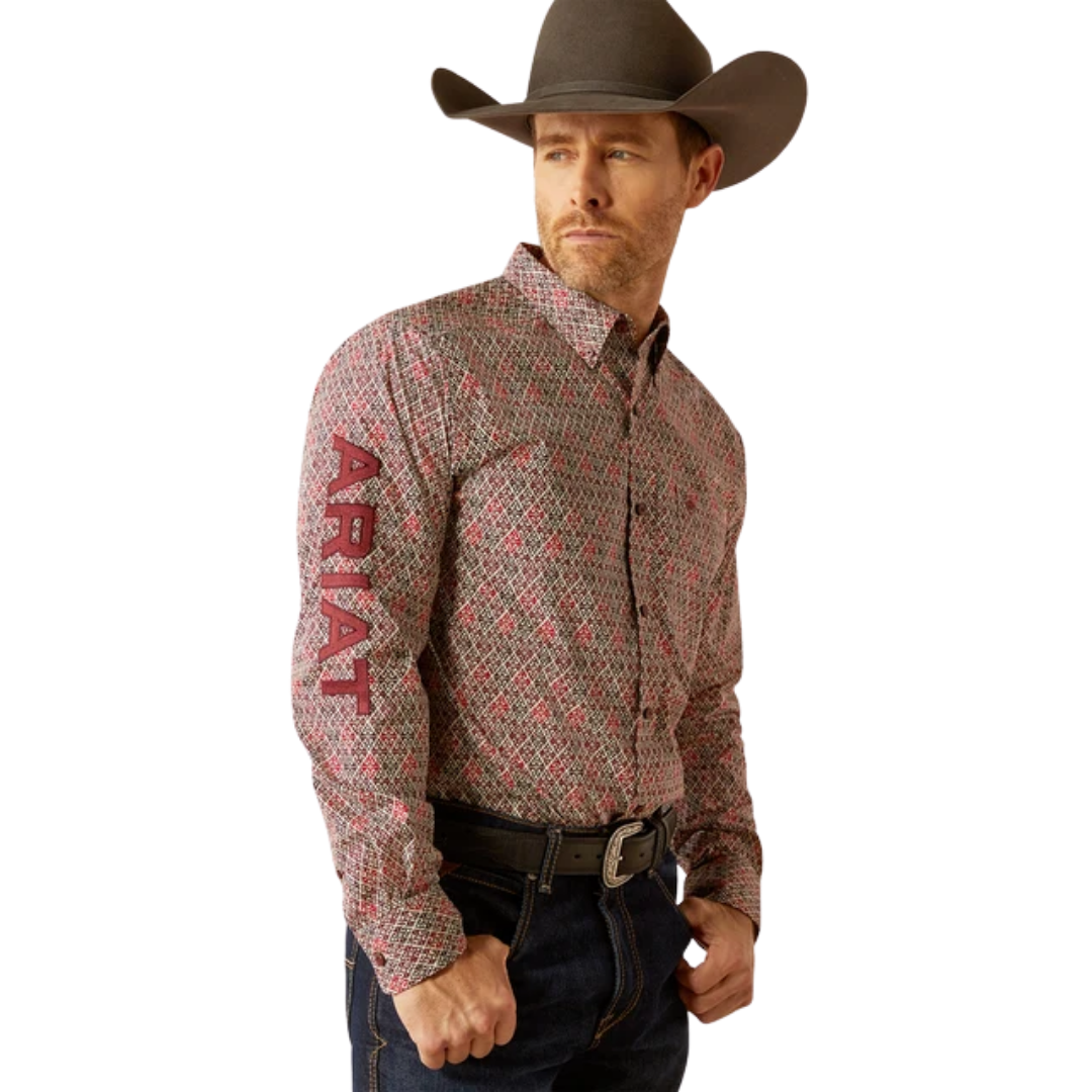 Ariat Men's Team Omega Fitted Red Shirt - Big