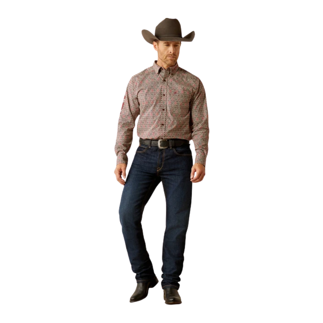 Ariat Men's Team Omega Fitted Red Shirt - Big