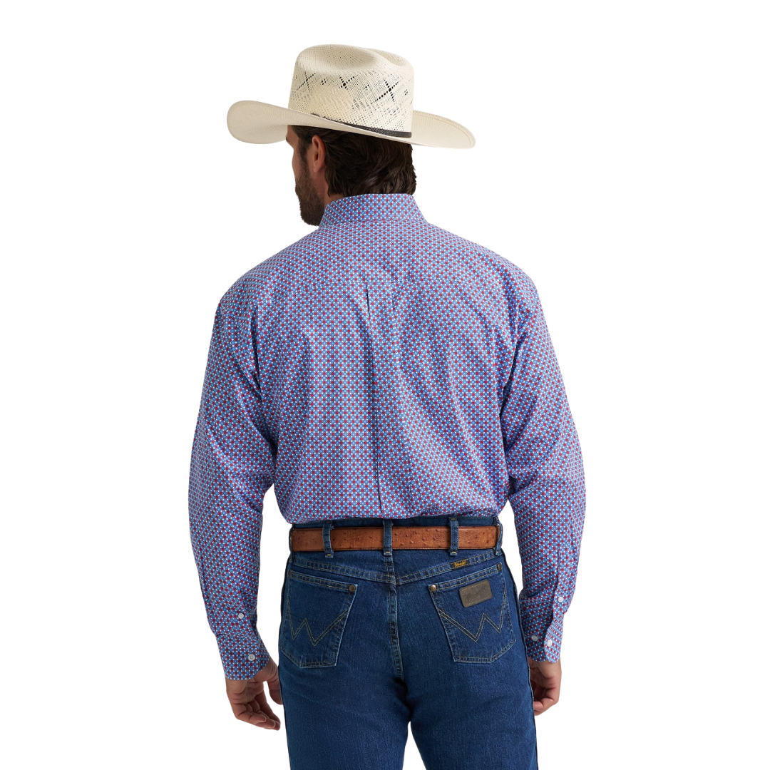 Wrangler Men's George Strait Two Pocket Blue Shirt