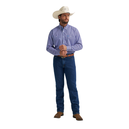 Wrangler Men's George Strait Two Pocket Blue Shirt