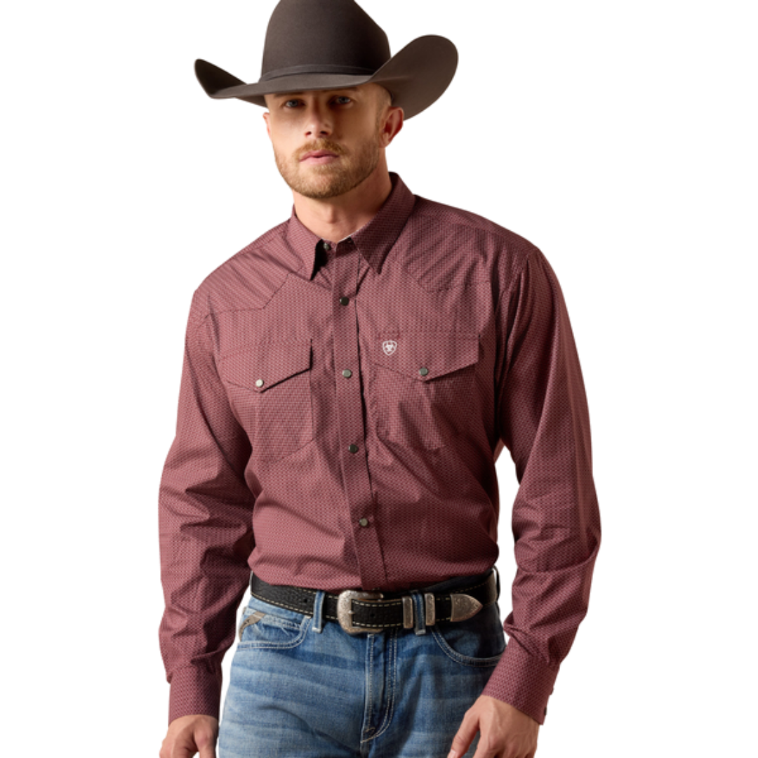 Ariat Men's Dion Classic Fit Snap Red Mahogany Shirt