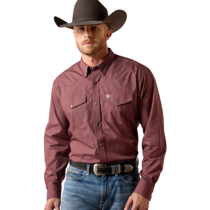 Ariat Men's Dion Classic Fit Snap Red Mahogany Shirt