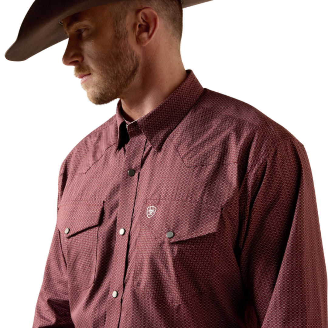 Ariat Men's Dion Classic Fit Snap Red Mahogany Shirt