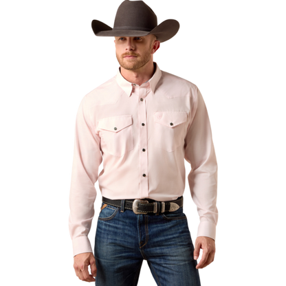 Ariat Men's Wrinkle Free Refined Barely Pink Shirt