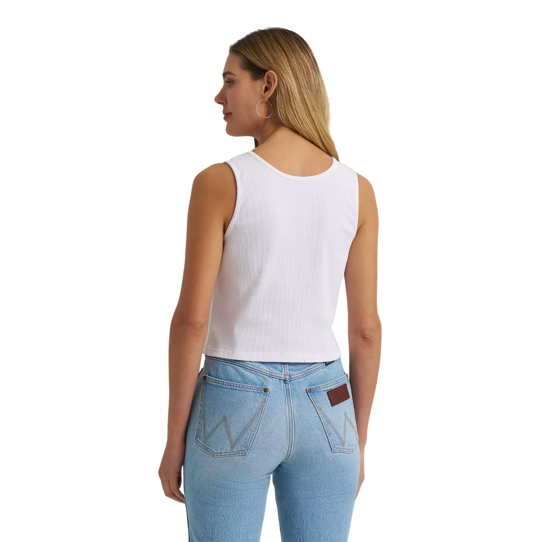 Wrangler Women's Graphic Slim Crop White Tank