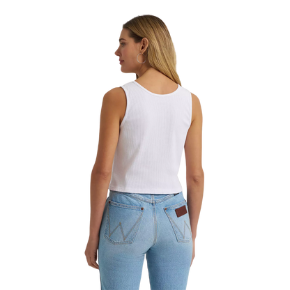 Wrangler Women's Graphic Slim Crop White Tank