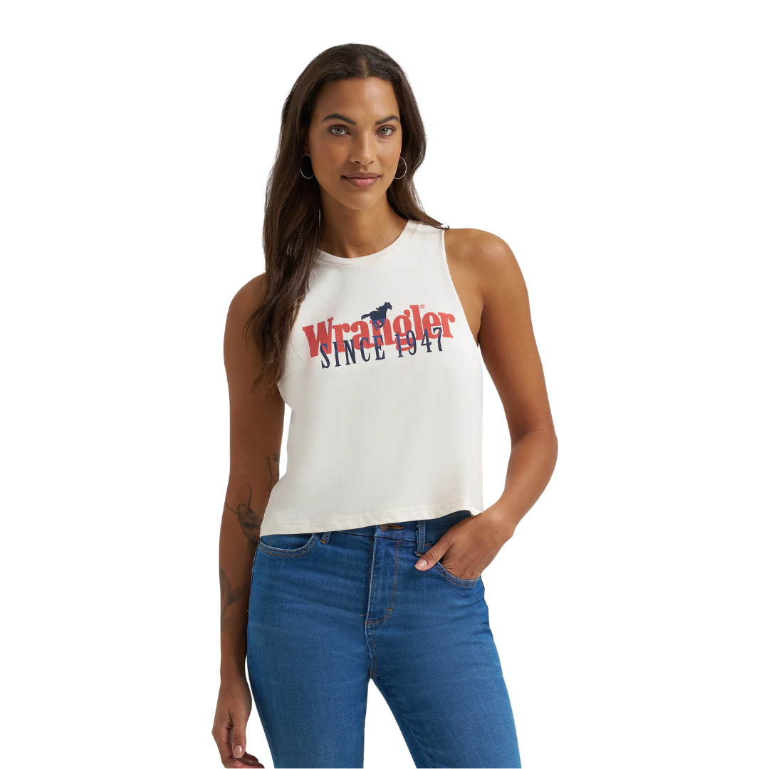 Wrangler Women's Egret Graphic Festival Crop Top