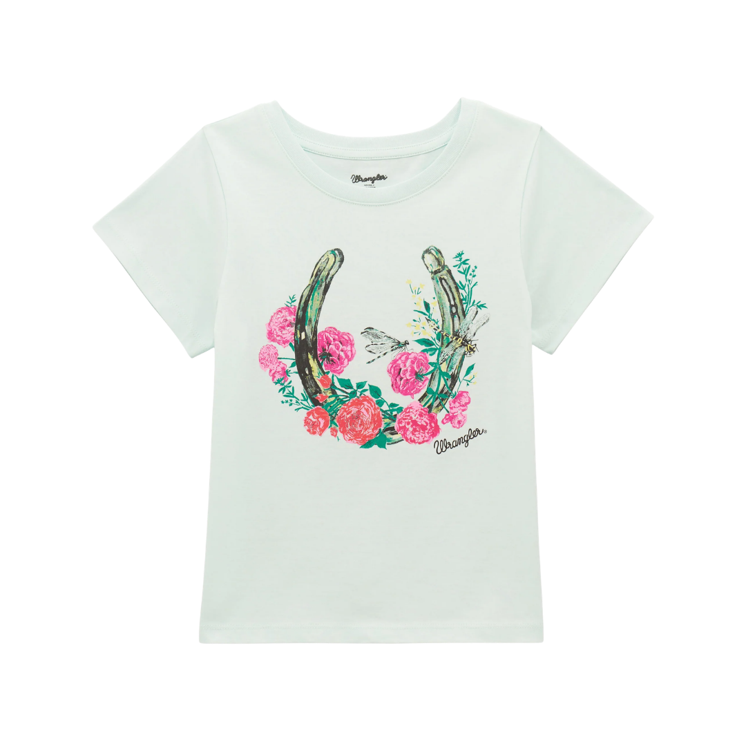 Wrangler Youth Girl's Blue Horseshoe Logo Graphic T-Shirt