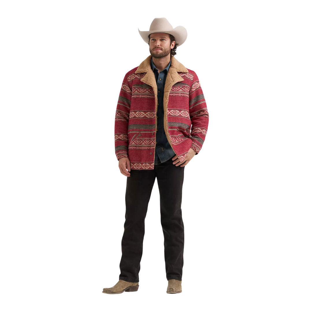 Wrangler Men's Jacquard Wrange Biking Red Jacket