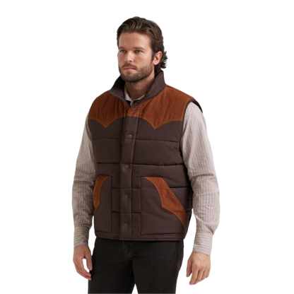 Wrangler Men's Mixed Puffer Cambridge Brown Vest