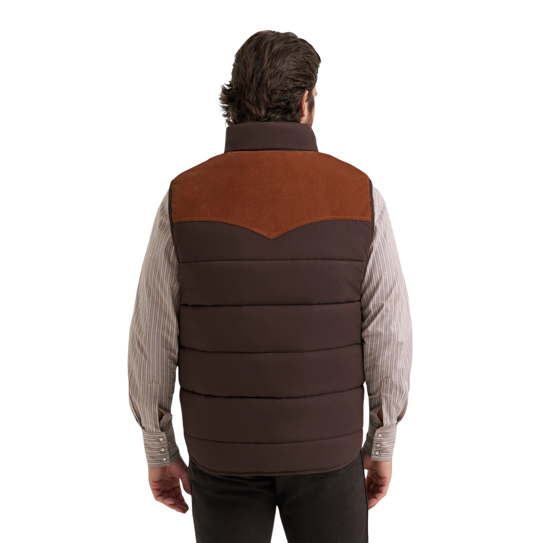 Wrangler Men's Mixed Puffer Cambridge Brown Vest