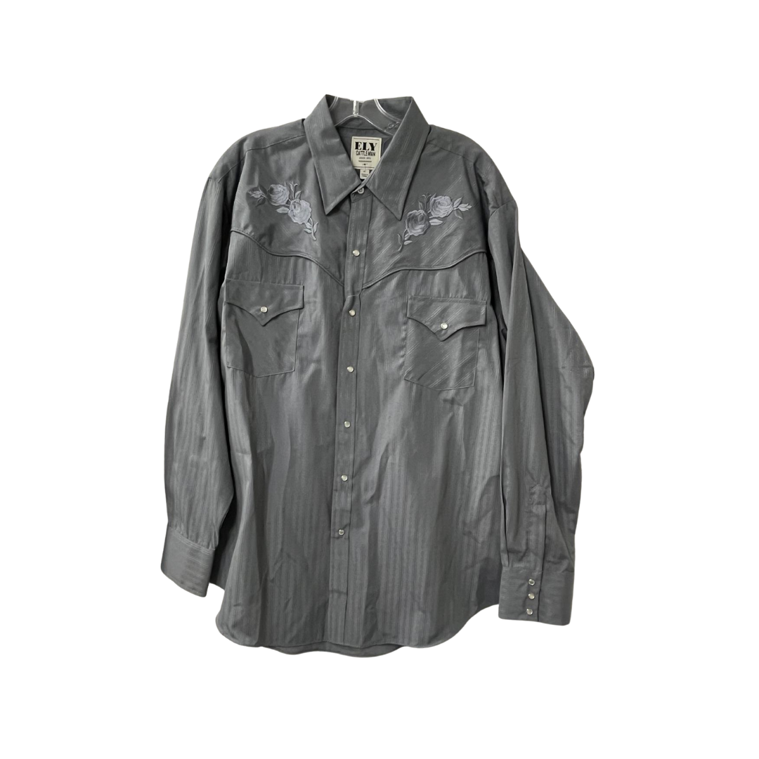Ely & Walker Men's Embroidered Grey Shirt