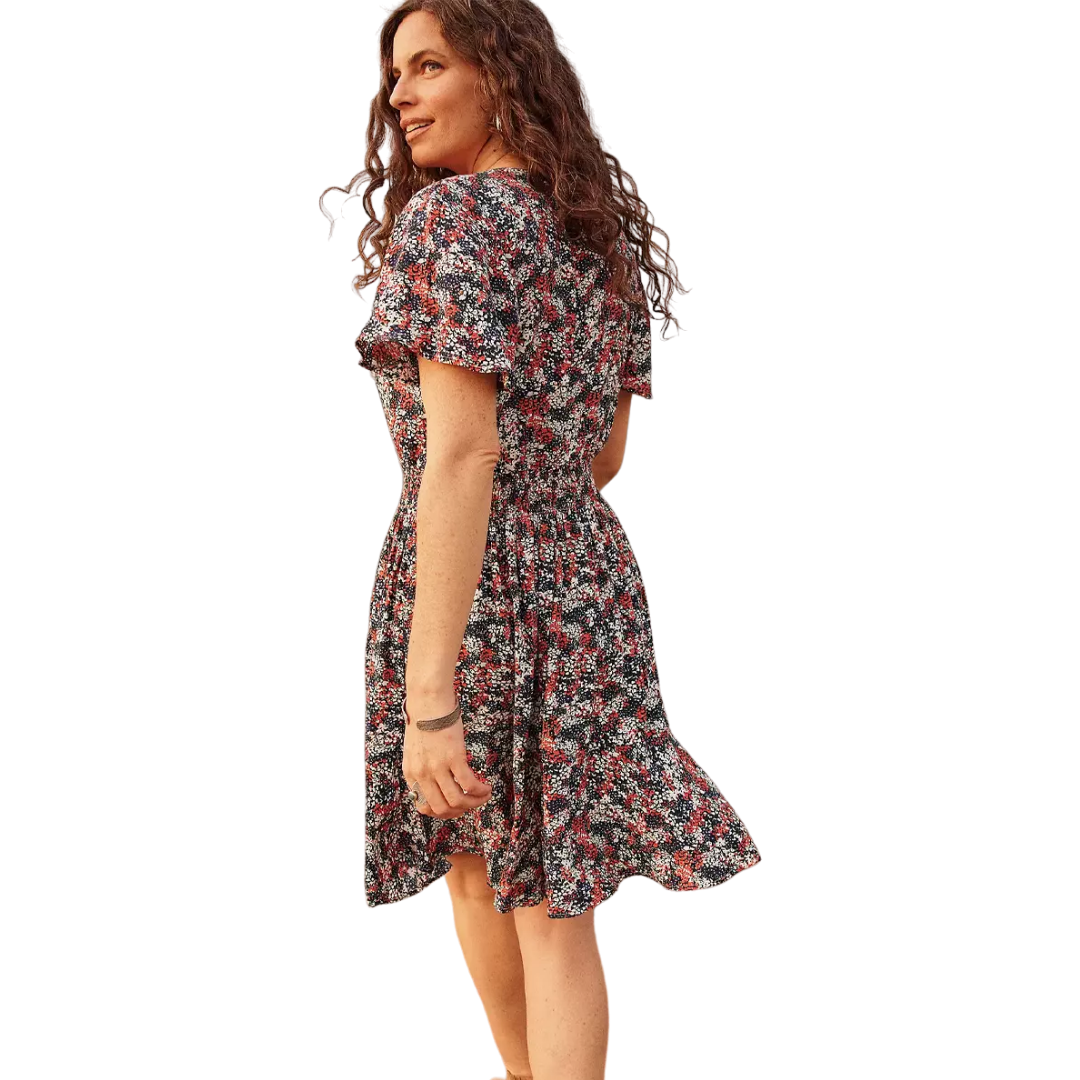 Wrangler Women's Retro Flutter Floral Multicolor Dress
