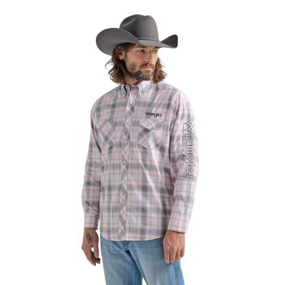 Wrangler Mens Print Logo Button Down Shirt