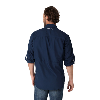 Wrangler Mens Performance Button Blue Shirt
