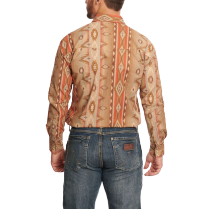 Wrangler Men's Sandy Printed Brown Shirt
