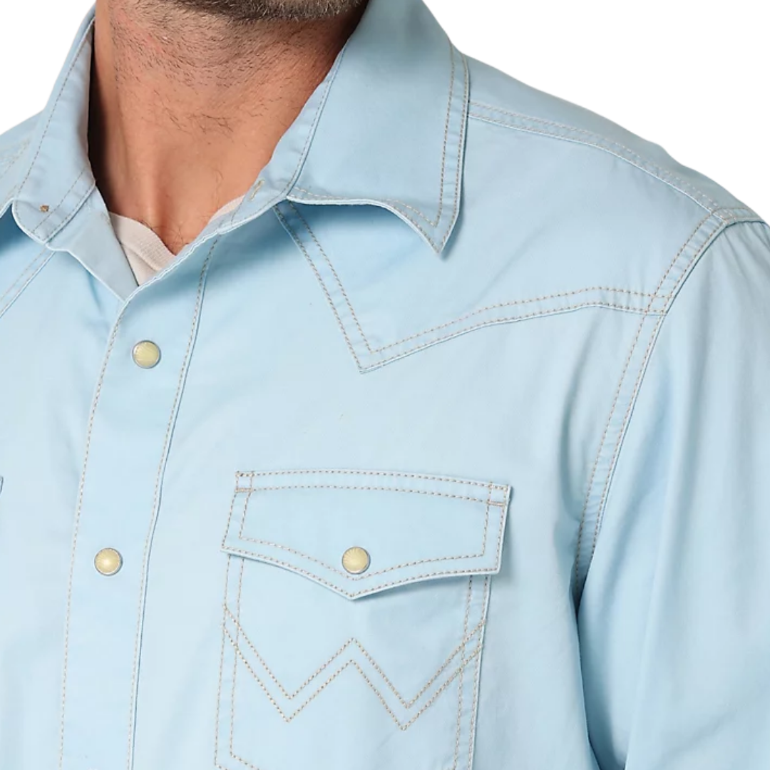 Wrangler Men's Retro Premium Contrast Blue Shirt