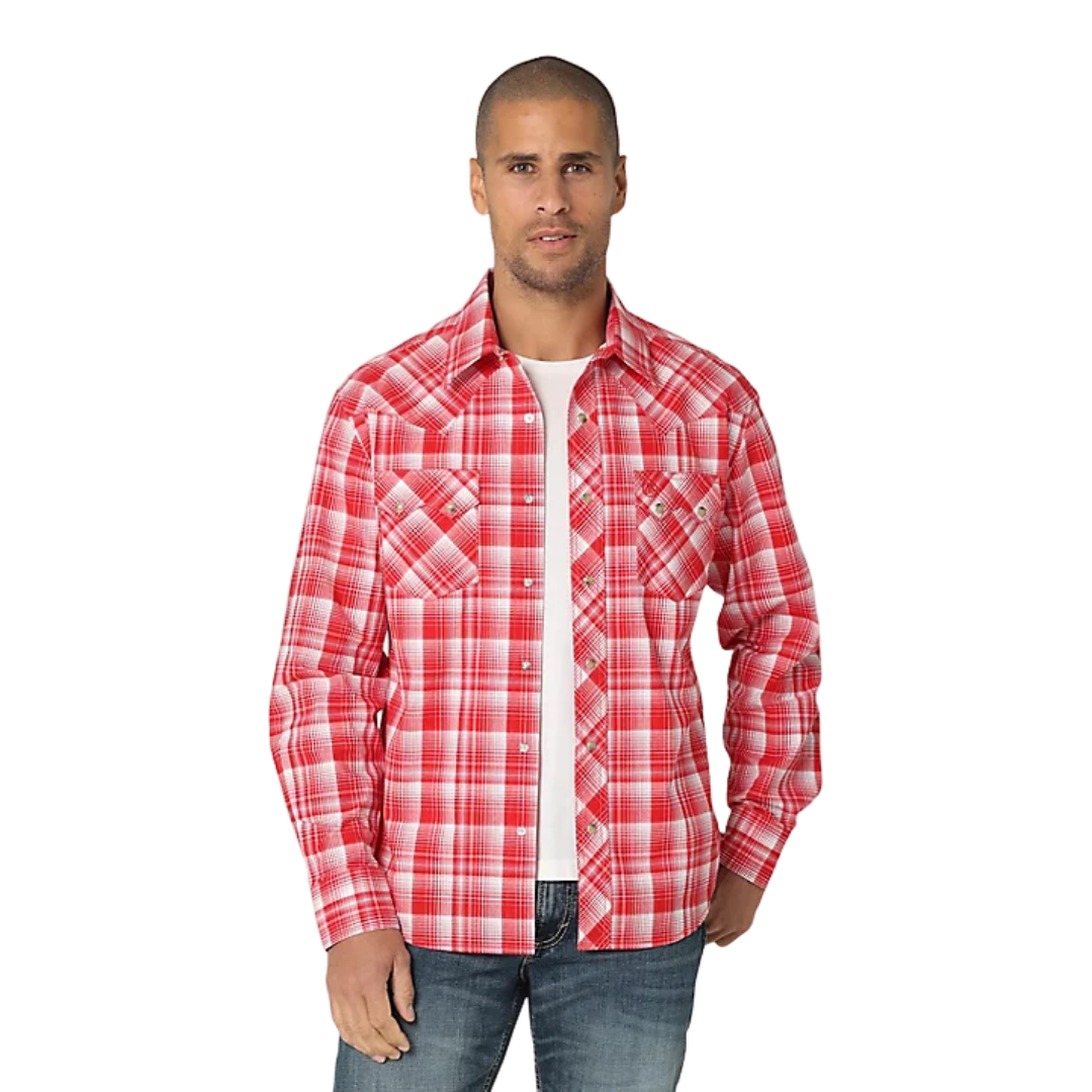 Wrangler Men's Retro Snap Pocket Red Shirt