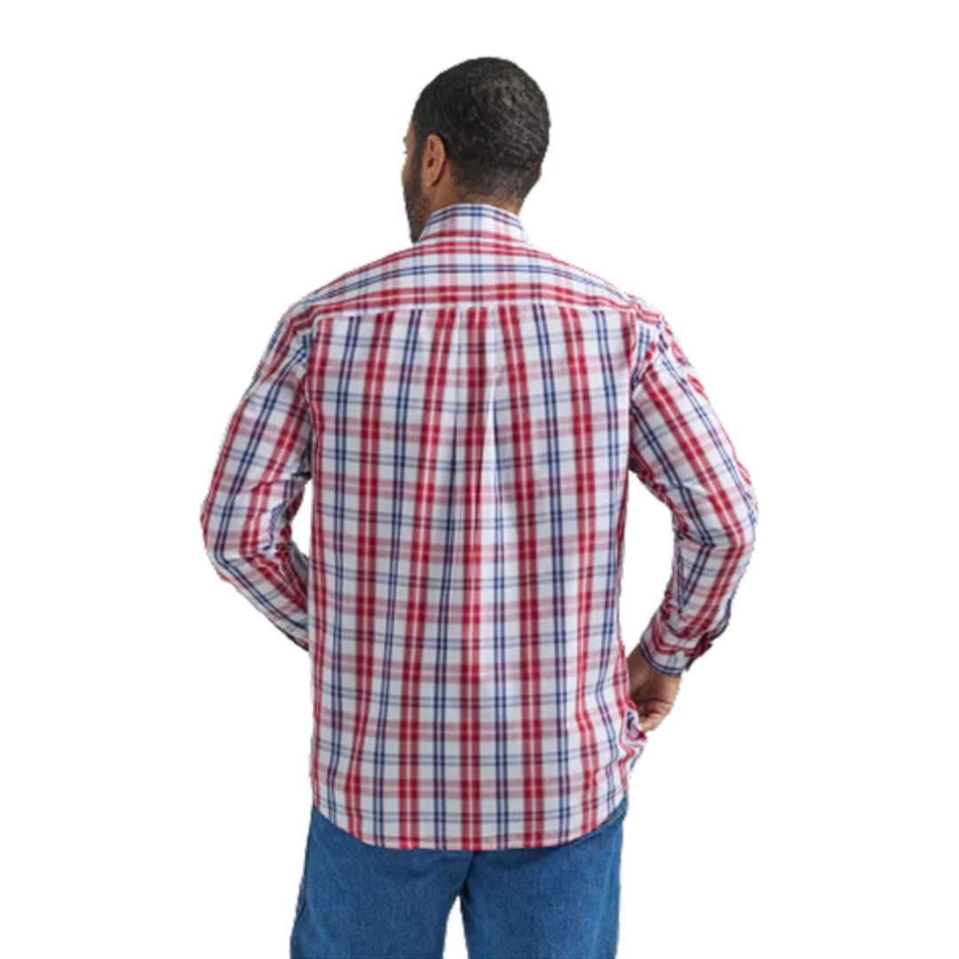 Wrangler Men's Red/White/Blue Plaid Shirt-Big