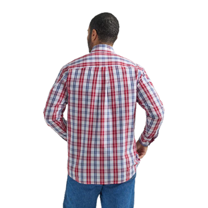 Wrangler Men's Red/White/Blue Plaid Shirt-Big