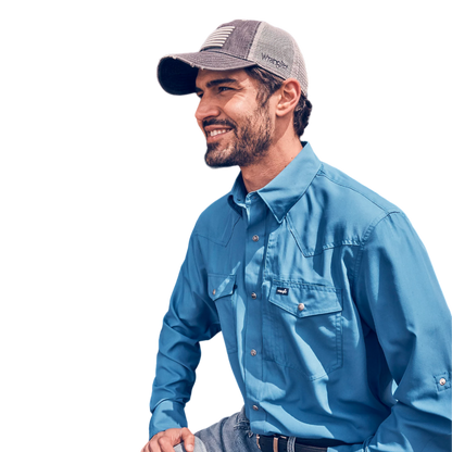 Wrangler Men's Performance Snap Blue Shirt