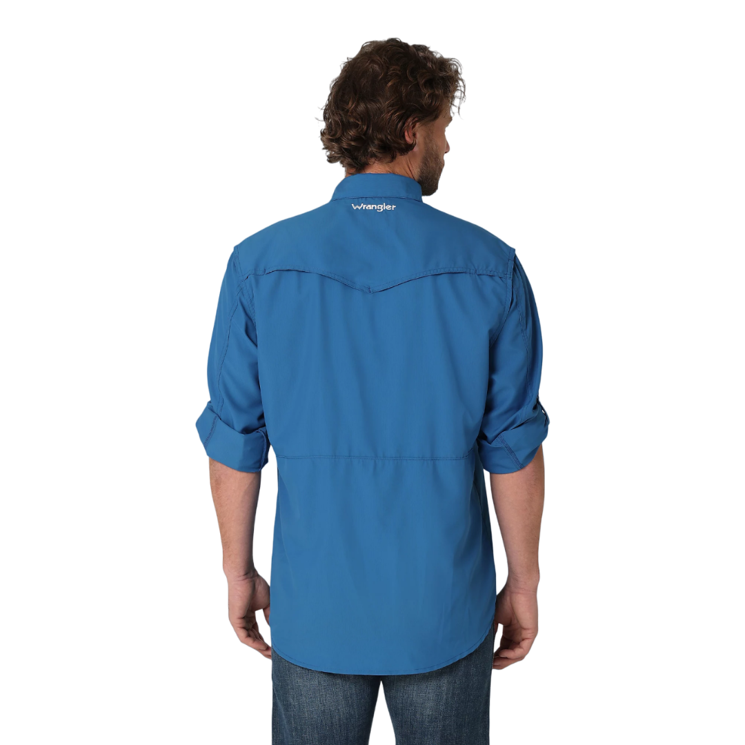 Wrangler Men's Performance Snap Blue Shirt