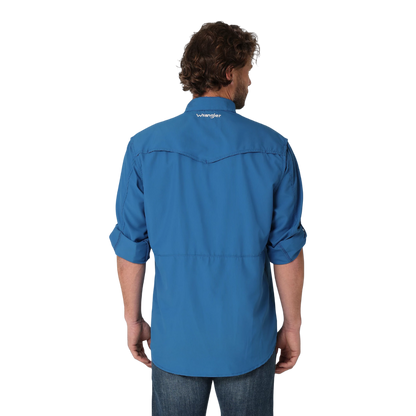 Wrangler Men's Performance Snap Blue Shirt