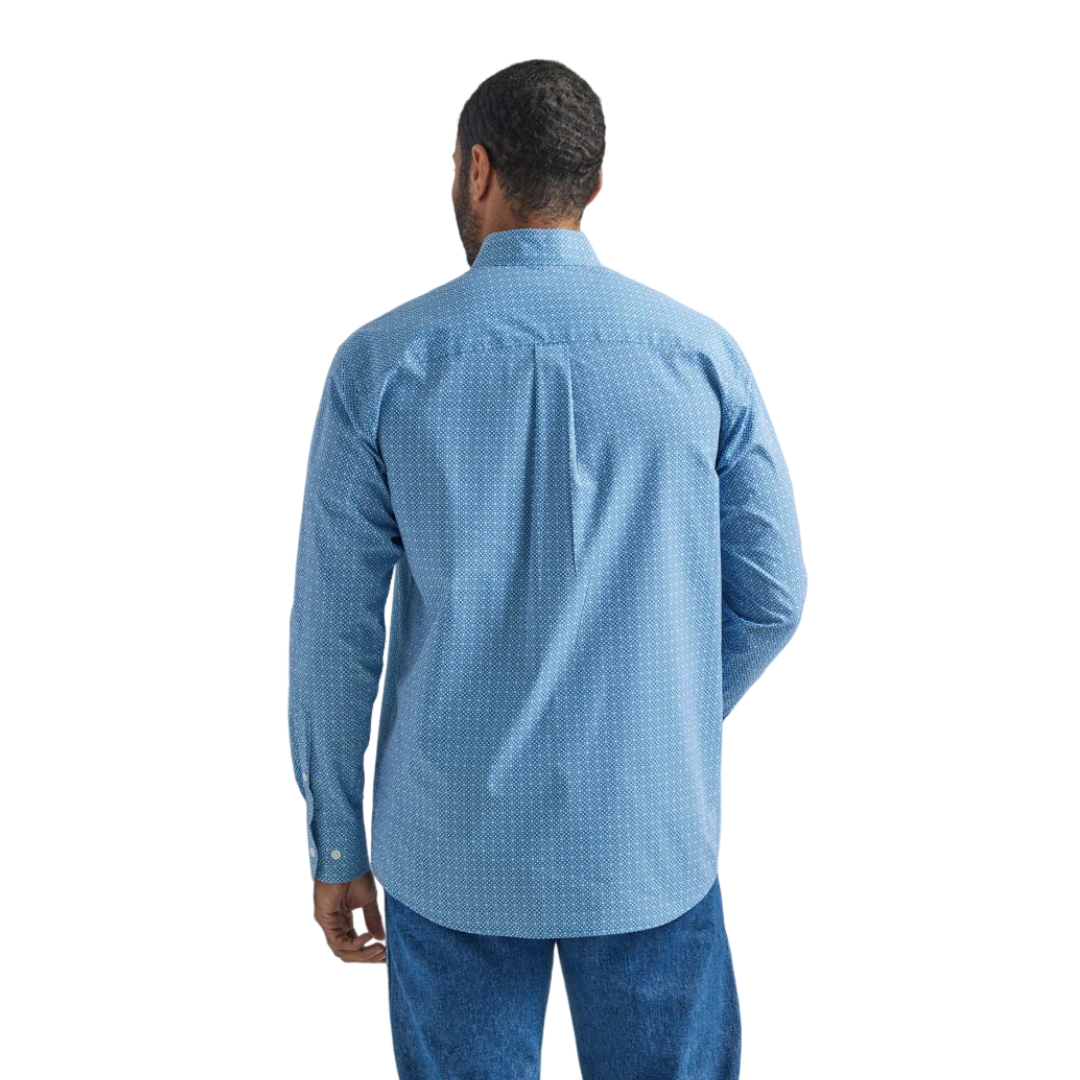 Wrangler Men's Long Sleeve Western Blue Shirt