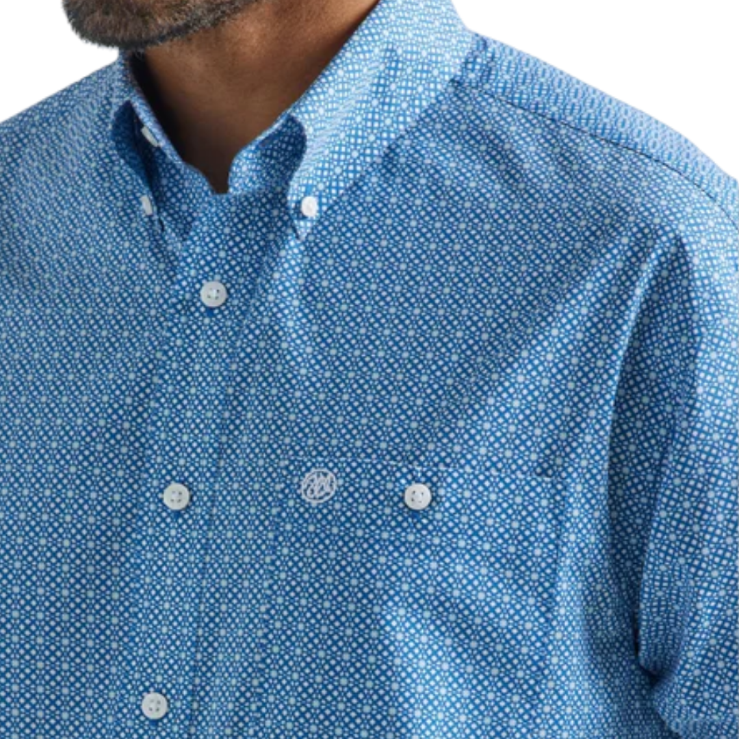 Wrangler Men's Long Sleeve Western Blue Shirt
