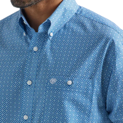 Wrangler Men's Long Sleeve Western Blue Shirt