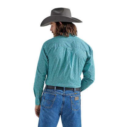 Wrangler Men's Blue Print Teal Flowers Shirt