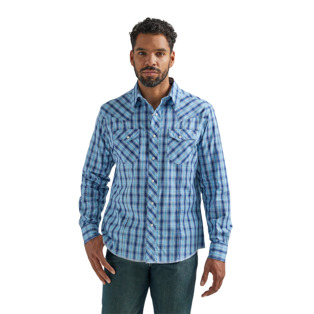 Wrangler Men's Plaid Navy Blue Shirt