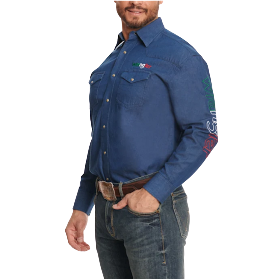 Wrangler Men's Denim Mexico Blue Shirt