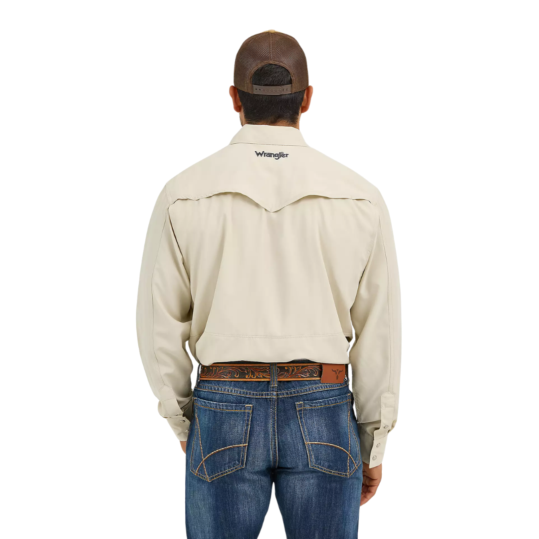 Wrangler Men's  Performance Snap Tan Shirt
