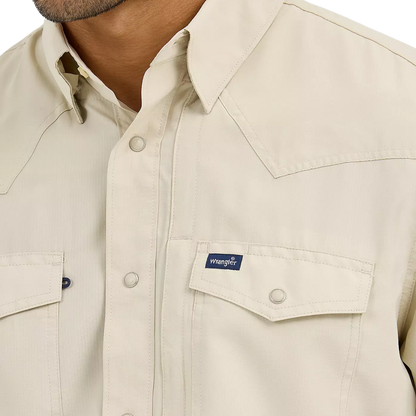 Wrangler Men's  Performance Snap Tan Shirt