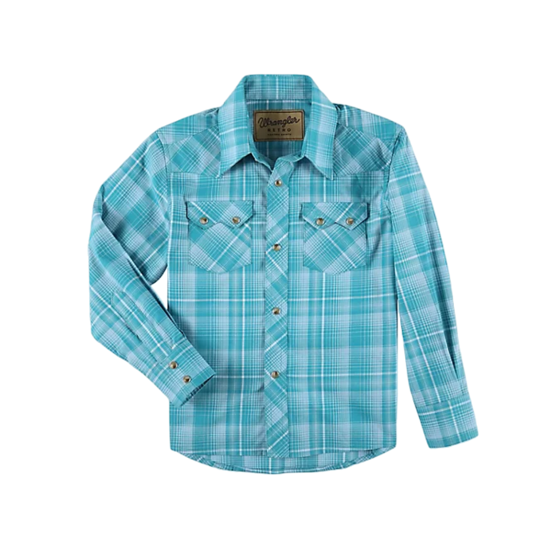 Wrangler Youth Boys Retro Western Turquoise Shirt