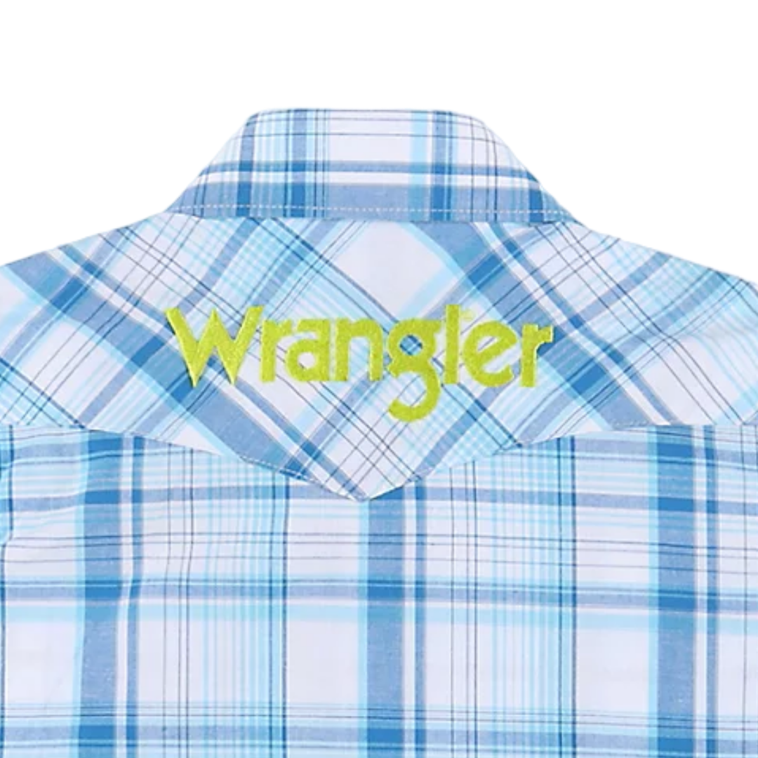 Wrangler Youth Boys Logo Western Blue Shirt