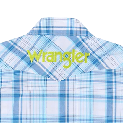 Wrangler Youth Boys Logo Western Blue Shirt
