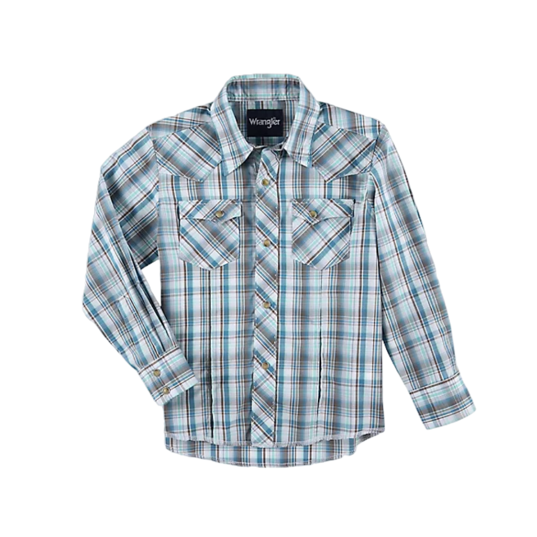Wrangler Youth Boy's Fashion Western Blue Shirt