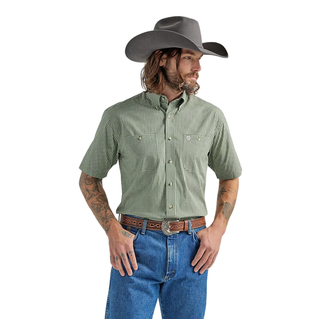 Wrangler Men's Short Sleeve Two Olive Green Shirt - Big
