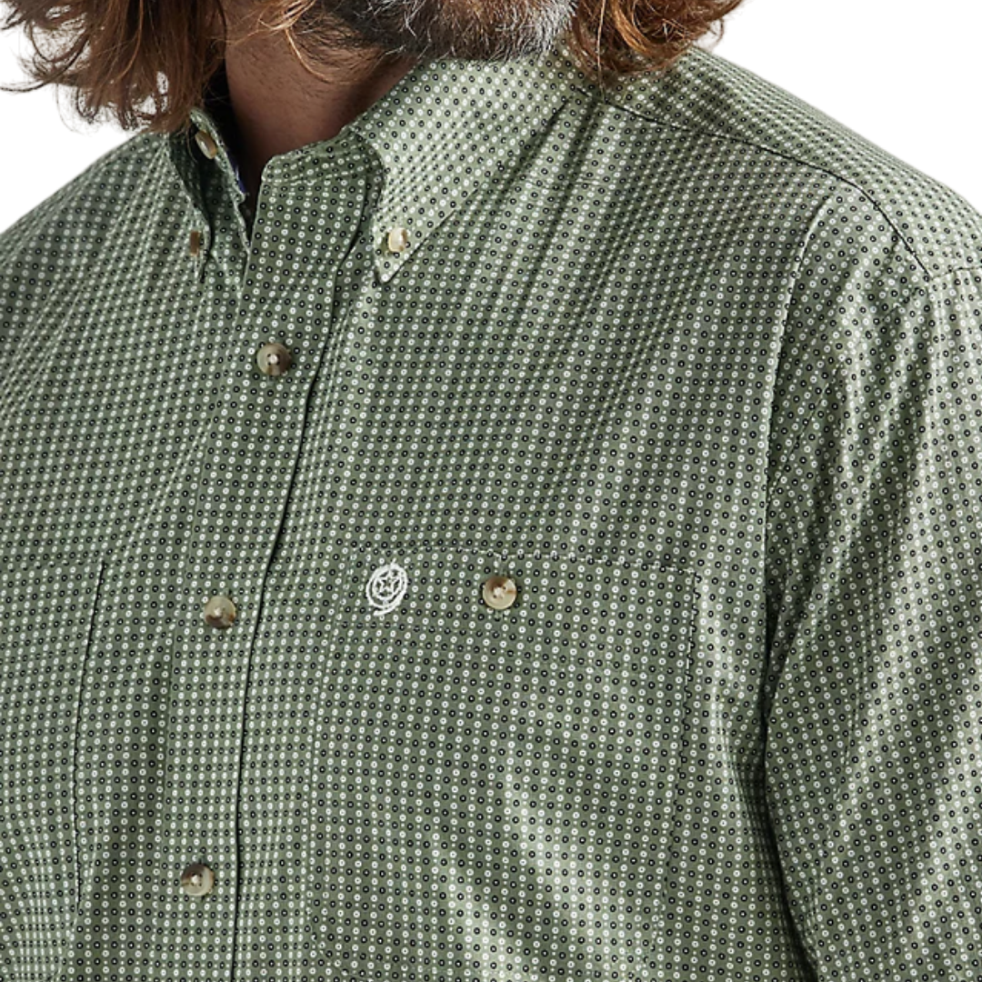 Wrangler Men's Short Sleeve Two Olive Green Shirt - Big