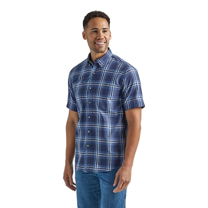 Wrangler Men's Rugged Easy Care Plaid Blue Shirt - Big