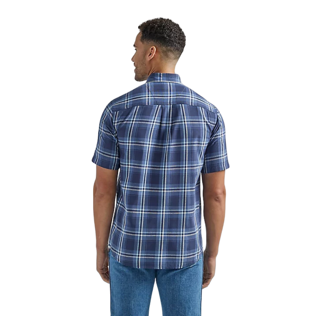 Wrangler Men's Rugged Easy Care Plaid Blue Shirt - Big