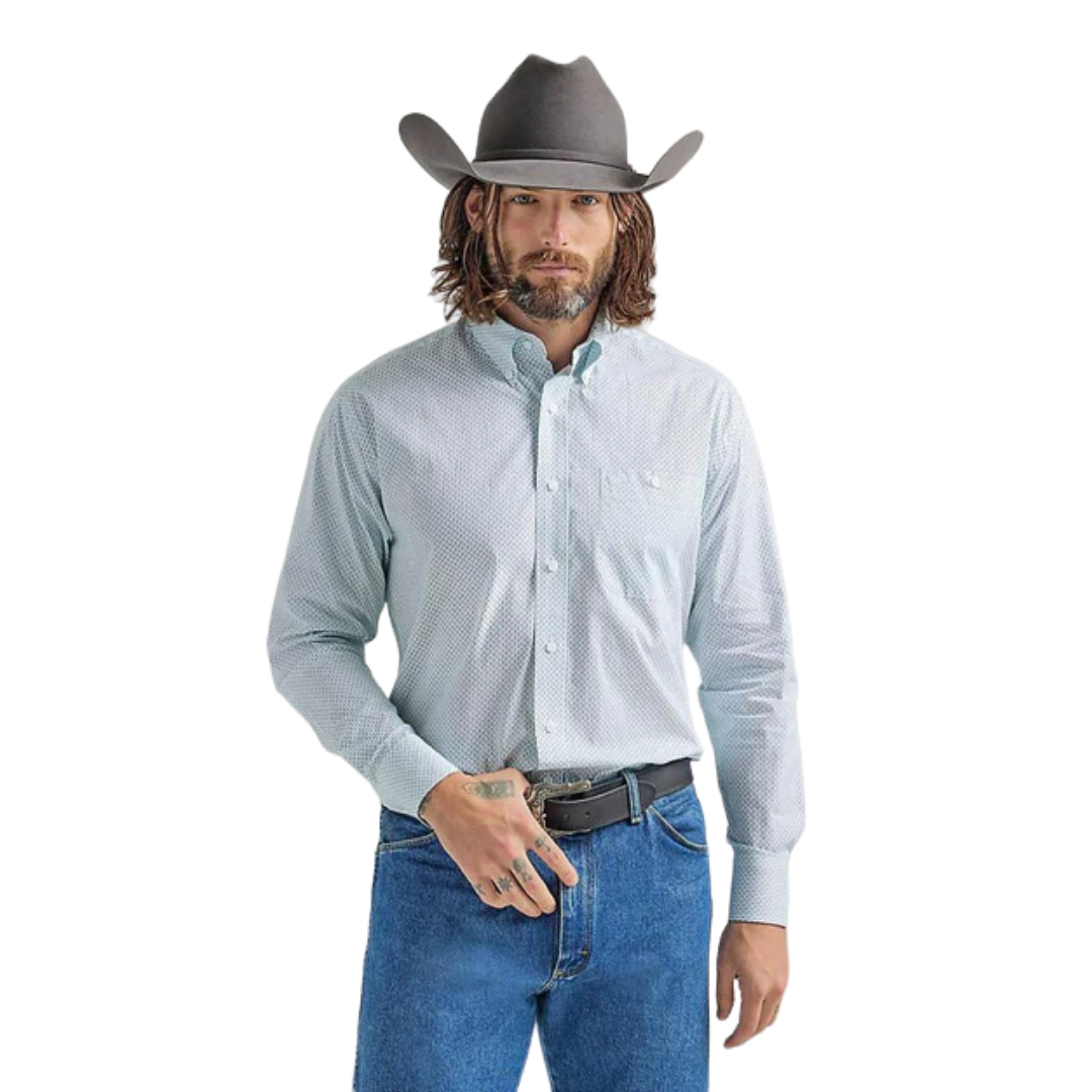 Wrangler Men's George Strait Print White Shirt