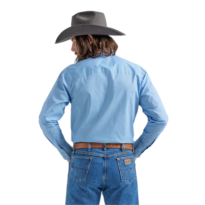 Wrangler Men's George Strait Long Sleeve Western Snap Blue Shirt
