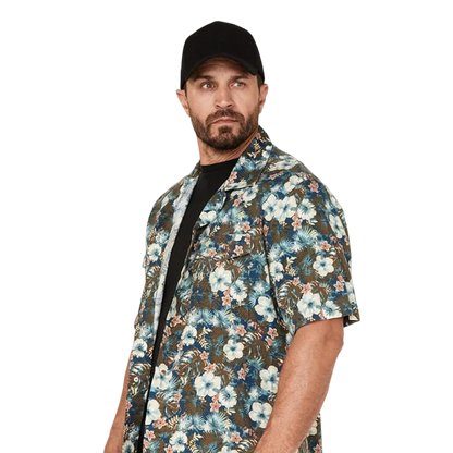 Wrangler Men's Coconut Cowboy Snap Front Camp Tropical Olive Shirt